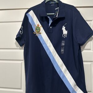 Polo by Ralph Lauren Navy and Light Blue Polo Shirt.custom slim fit
